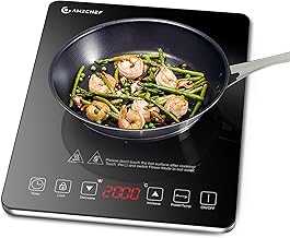 AMZCHEF Induction Hob 1 Plate, Induction Hob with Ultra Thin Design, 20 Temperature Levels and 20 Power Settings, 2000 W Induction Hob with 3-Hour Timer, Safety Lock