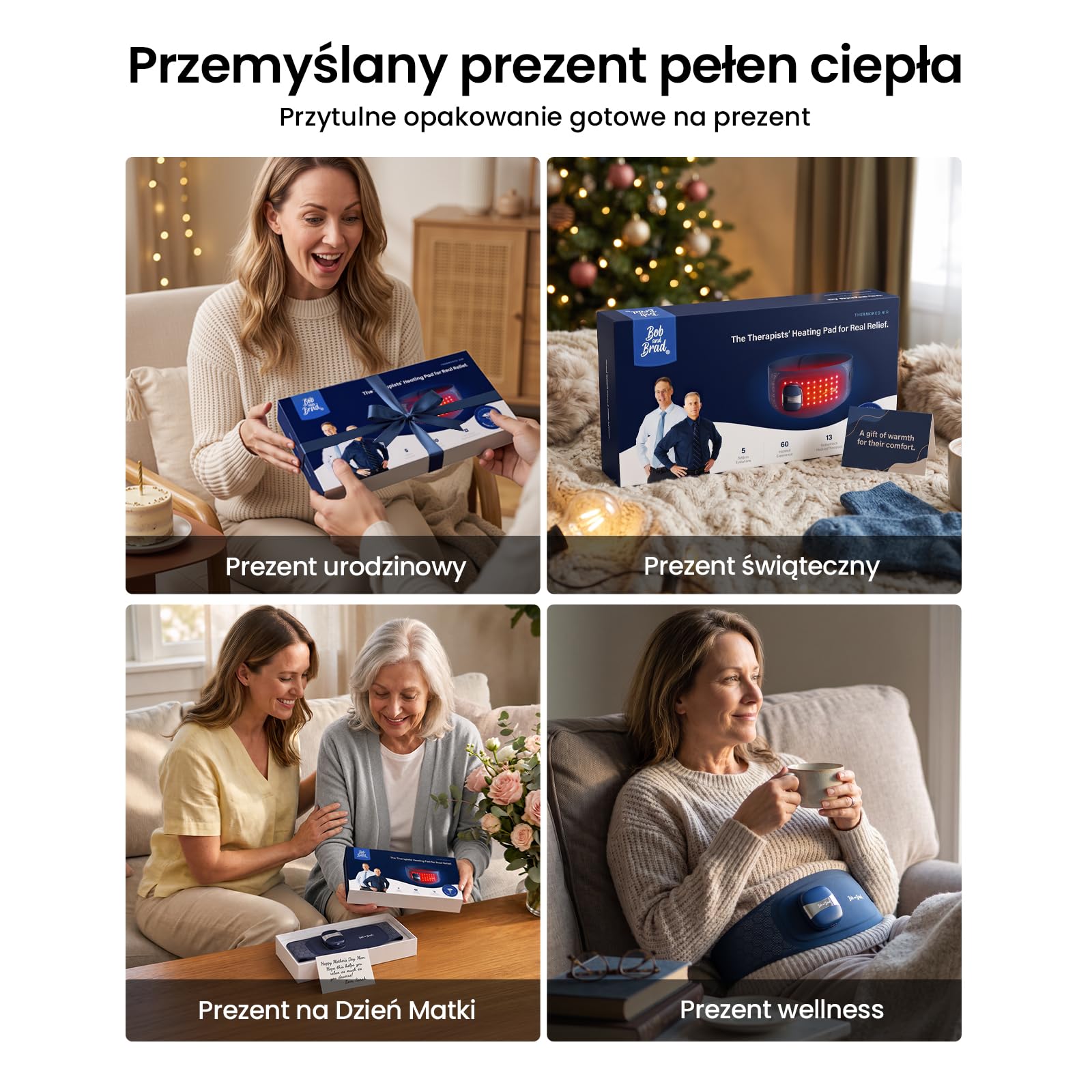 BOB AND BRAD Poduszka Grzewcza z Czerwonym Światłem | Komfort Menstruacyjny, 5000mAh Bezprzewodowy Pas Grzewczy, Lekki Przenośny dla Kobiet i Mężczyzn, Dom Biuro