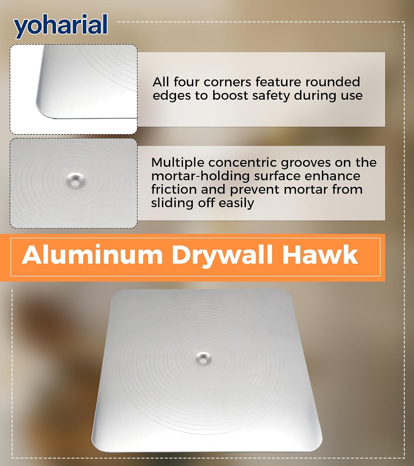 30cm Aluminium Drywall Hawk Soft Handle Plaster Mortar Tool | Lightweight Aluminum Plate, Soft Grip Handle. Securely Holds Cement & Mortar, Ideal Tool for Drywall & Plaster Finishing