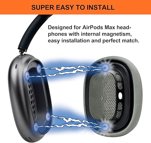 Miniatura 4 de Almohadillas de repuesto mejoradas para auriculares Apple AirPods Max, almohadillas de espuma viscoelástica de cuero proteico con excelente