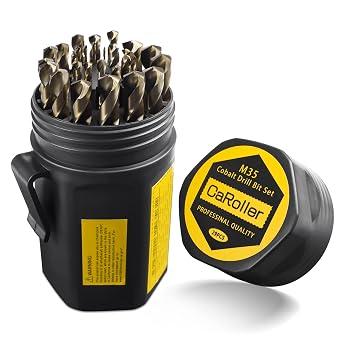 CaRoller Cobalt Drill Bit Set 29-Piece M35 Cobalt Steel Metal Drill Bits Durable Round Shank Drill Sets for Steel, Wood Plastic Sheet Metal Includes Practical Cup-Type Holder 29pcs Cobalt