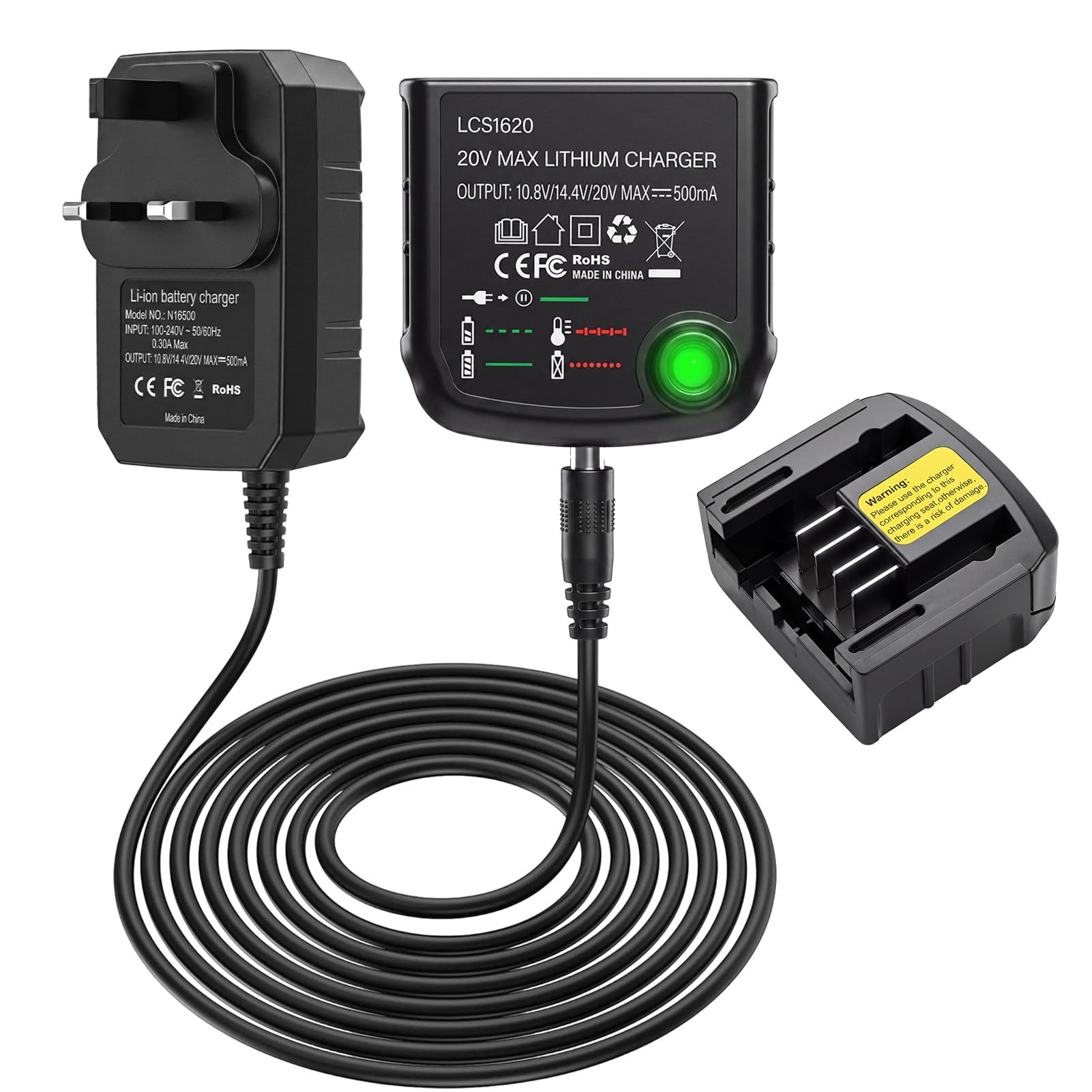 LithiumIon Battery Charger LCS1620 for Black & Decker 14.4V 18V 20V