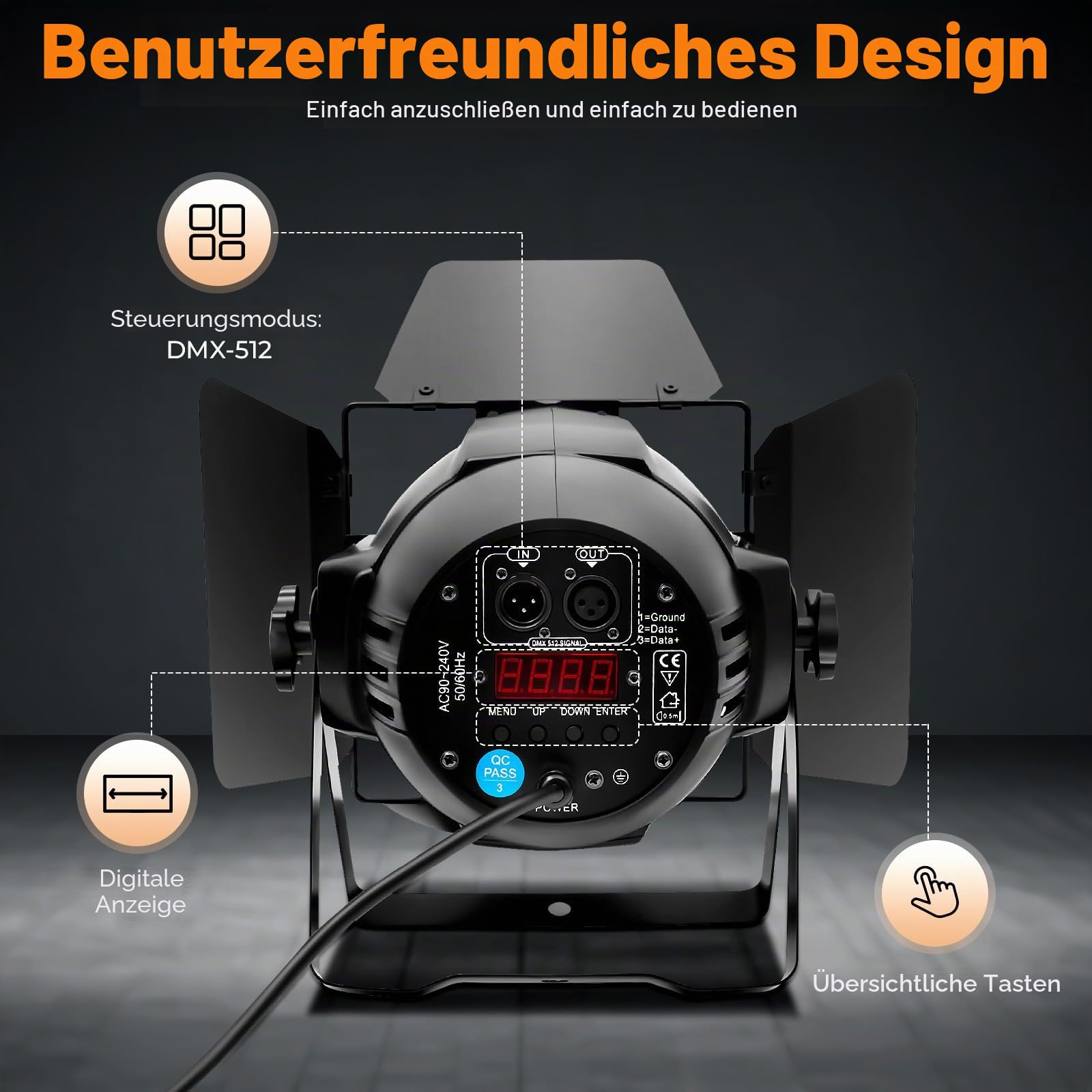 200W LED Bühnenbeleuchtung, 2in1 COB LED DMX512 Bühnenlicht Theaterstrahler Bühnen Par Effekte Spot Licht Außen Spot Licht Warmweiß/Kaltweiß