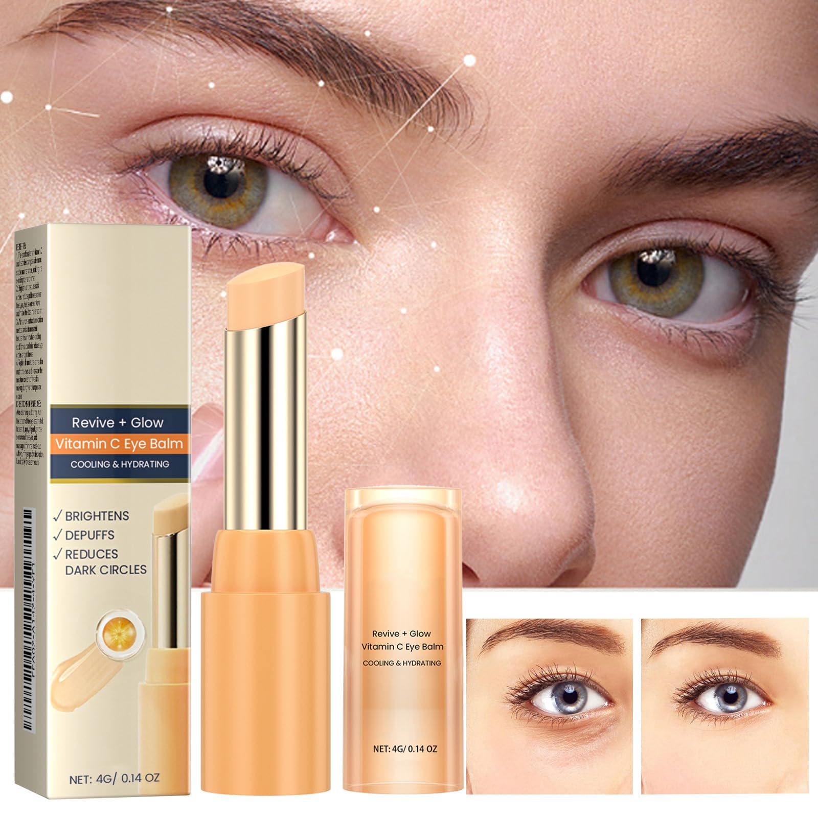 Baume pour les yeux à la vitamine C éclaircit et réduit les poches, Stick hydratant pour les yeux MultiCorrexion pour les cernes et les poches, Crème hydratante au rétinol Sérum rides profondes (1pcs)