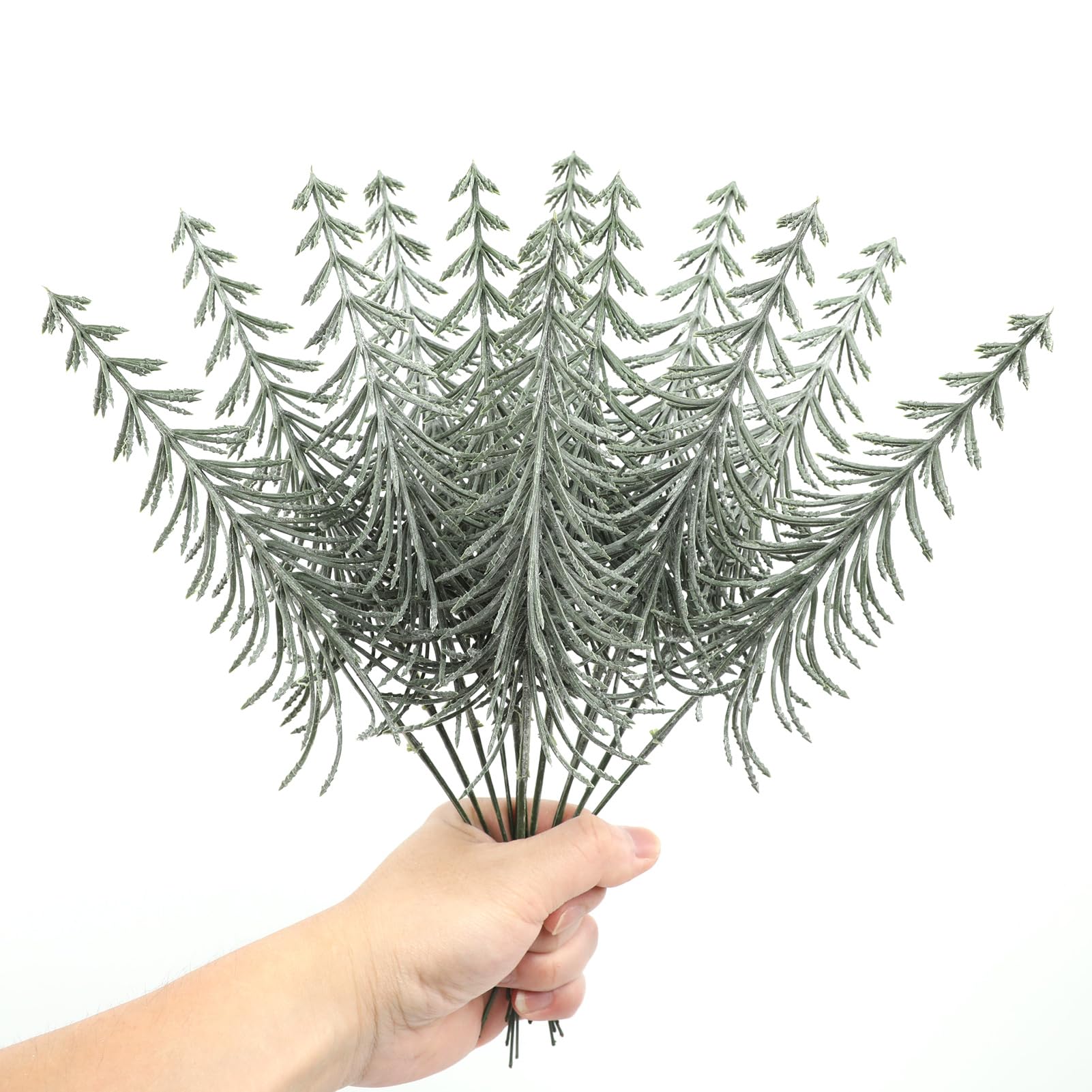 Muiltvoe 24 Pieces Mini Christmas Tree Stems Picks 30 cm Artificial Fir Sprigs Greenery Pine Spray for DIY Garland Wreath Crafts Holiday Accessories