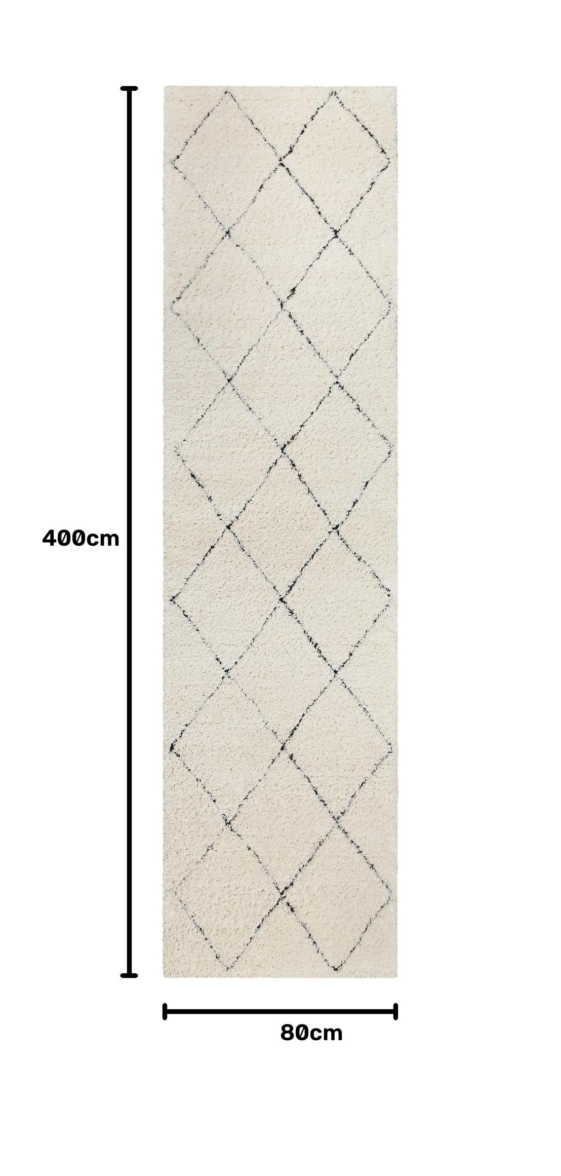 Wecon Home Studio Two Hochflorteppich, 80 x 400 cm, Creme beige | moderner Hochflor Teppich, Läufer im Berber Style für Wohnzimmer, Flur, Schlafzimmer