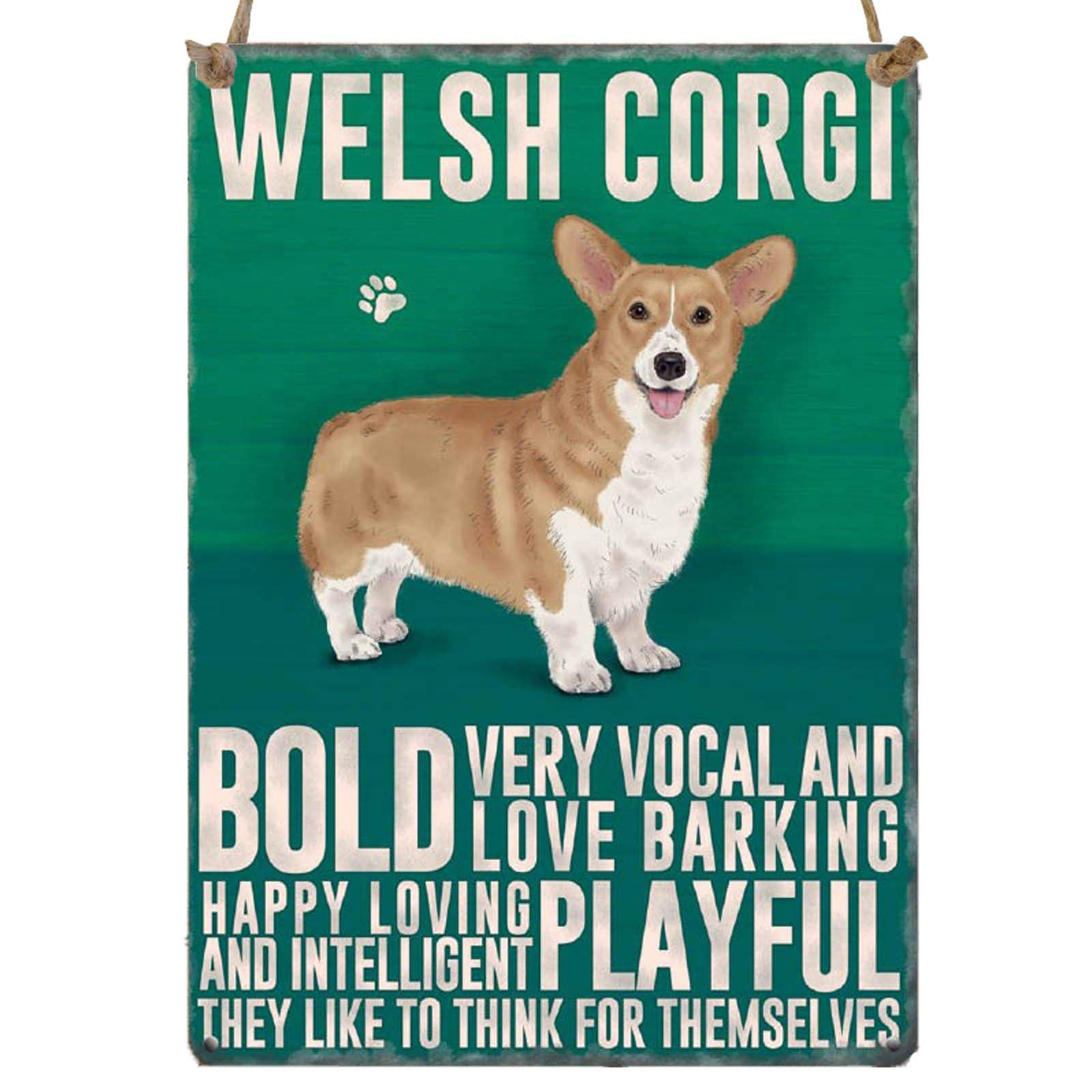 The Original Metal Sign Retro Mini Metal Welsh Corgi Dog Saying Sign Hang Decoration 6.5X9cm