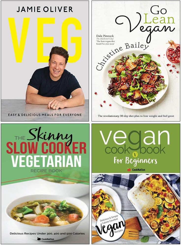 Michael Joseph/Yellow Kite/Iota Veg Jamie Oliver [Hardcover], Go Lean Vegan, Skinny Slow Cooker Vegetarian Recipe Book, Vegan Cookbook For Beginners 4 Books Collection Set