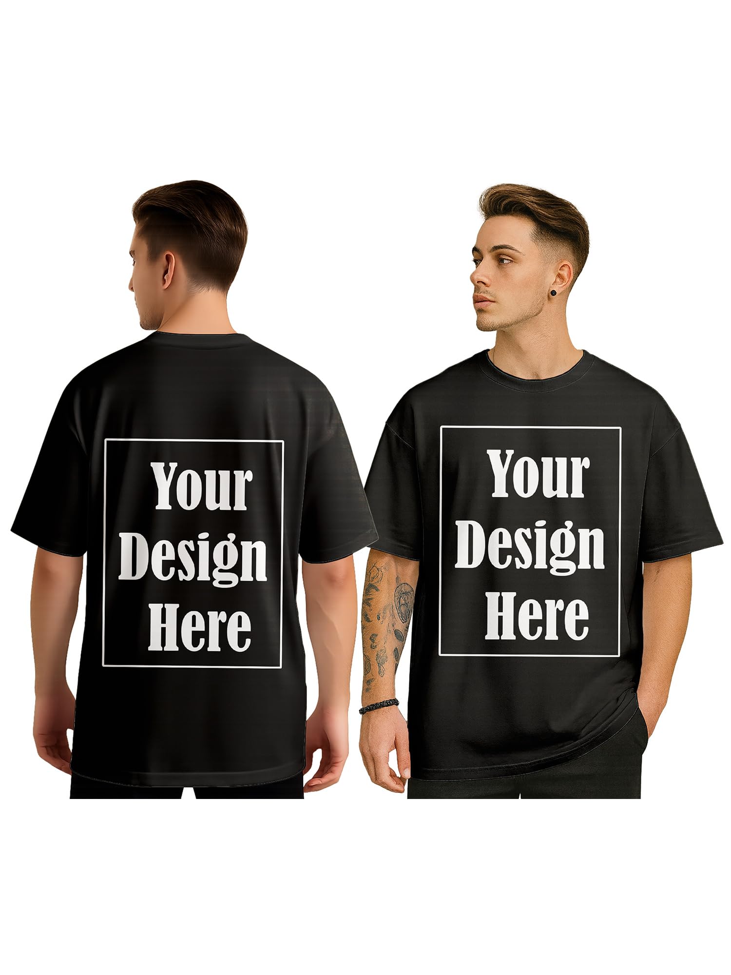 enciger Men's Personalized Oversized T-Shirt - Custom Front & Back Print Tshirt 100% Cotton Casual Streetwear-picture-35