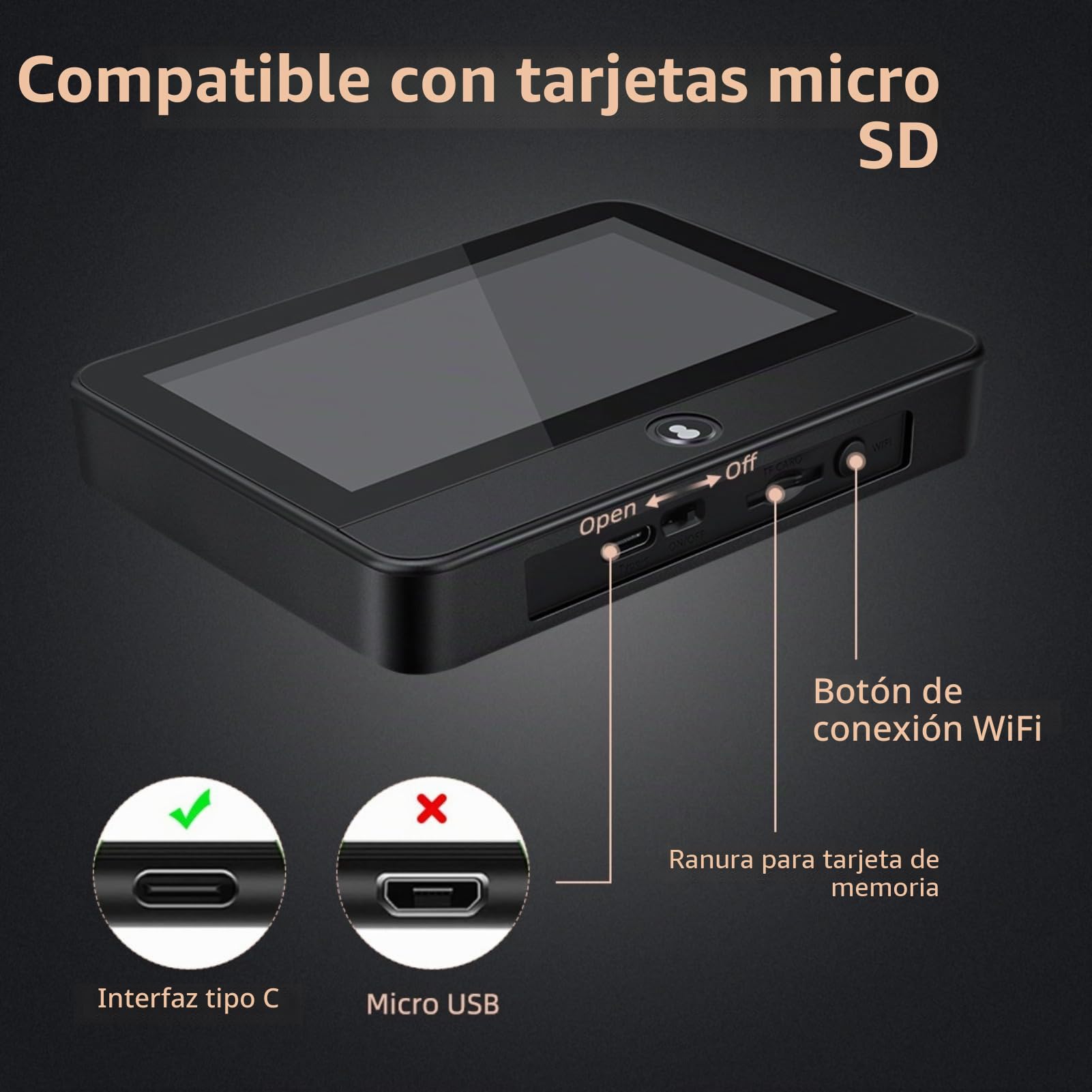 Visor de Puerta, Cámara de Mirilla de Puerta HD 1080P con Pantalla de 4,3 Pulgadas, Cámara IP con Orificio para Ojo de Puerta WiFi de 3MP, Cámara de Seguridad con Visor de Ojo de
