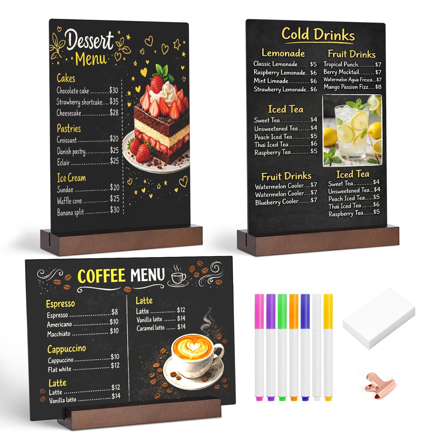Amazon.com : Kivsty Tabletop Chalkboard with Wood Stand - 3 Pack