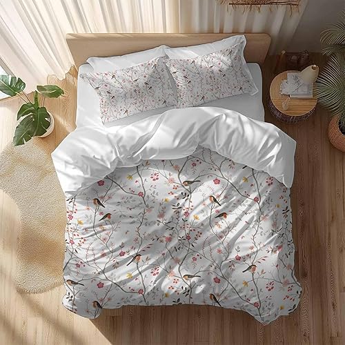 Miniatura 8 de Sabolny Juego de funda de edredón de microfibra suave lavada con lazos y cremallera, diseño vintage degradado de verano y primavera, diseño de