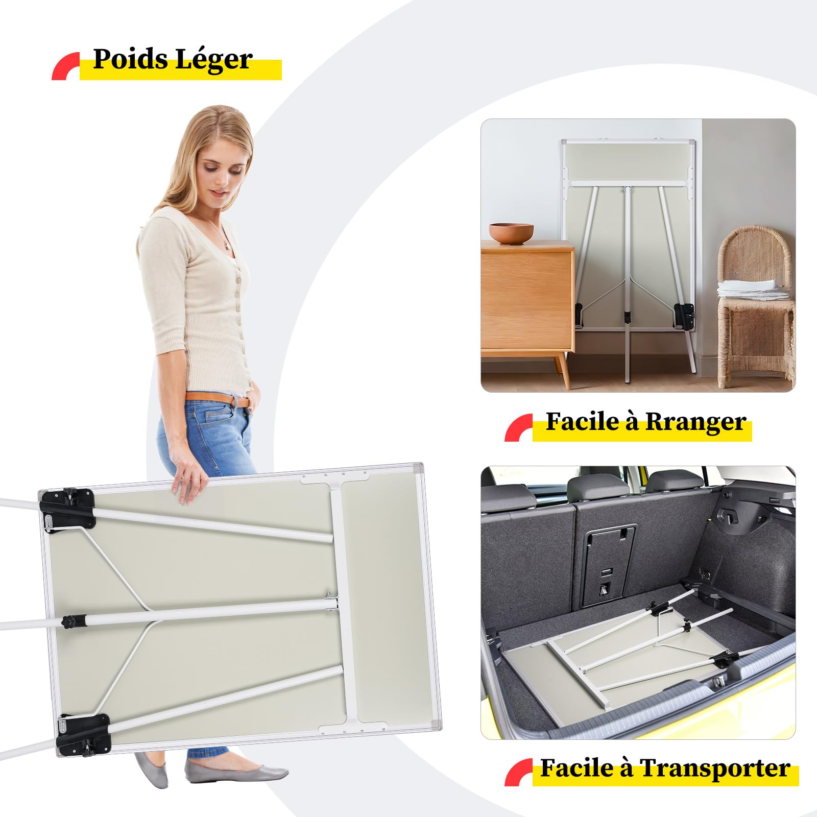 maxtek Tableau Blanc Effacable sur Pied, 90x60 cm Tableau Magnétique de Chevalet, Hauteur Réglable avec Support, Whiteboard Cadre en Aluminium, Mobile Paperboard Pliable de Tableau de ConféRence