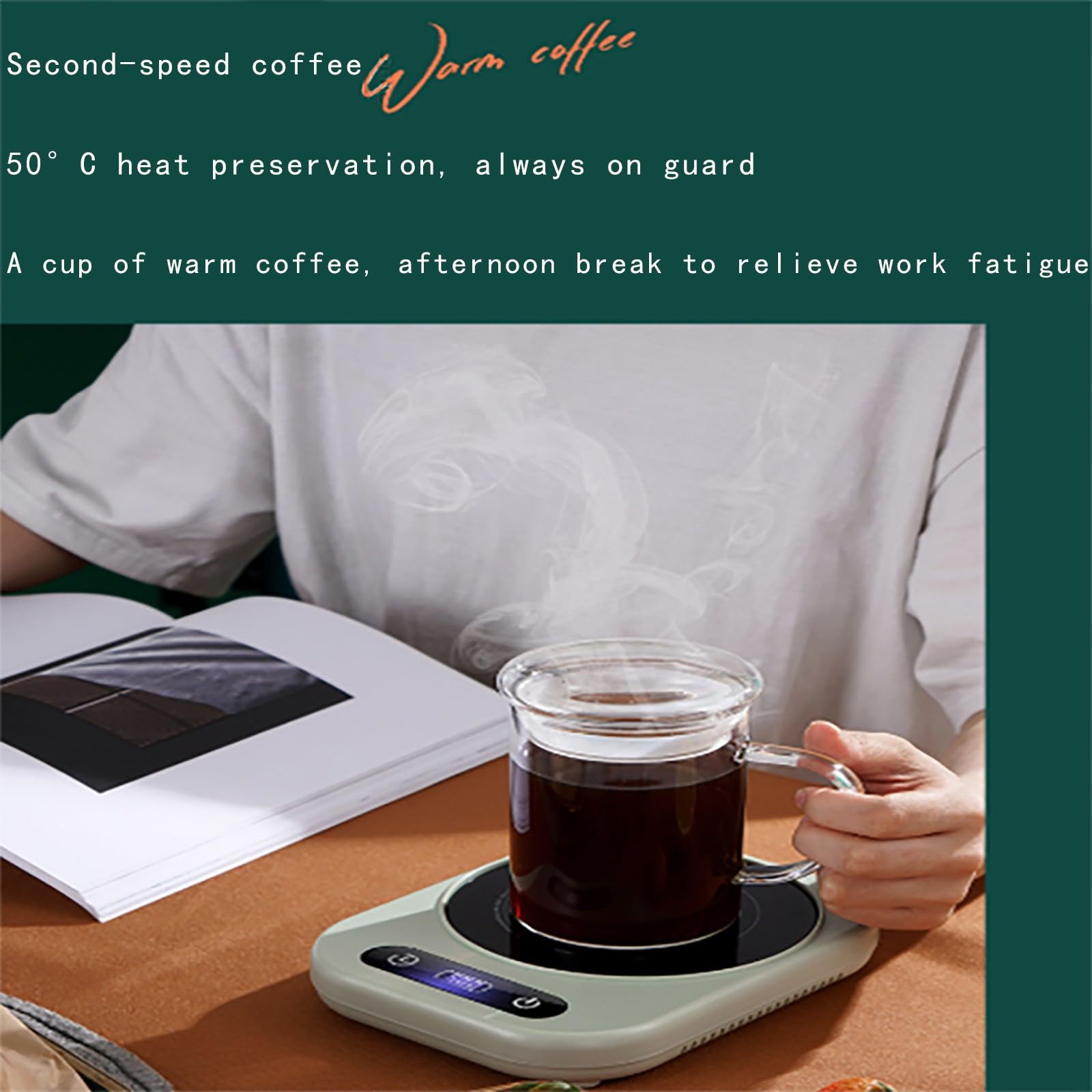Calentador de tazas de café; calentador de tazas de té; Calentador de tazas de leche; Calentador de tazas de café eléctrico; Calentador de café con apagado automático A,19 * 14.5 * 4.5cm