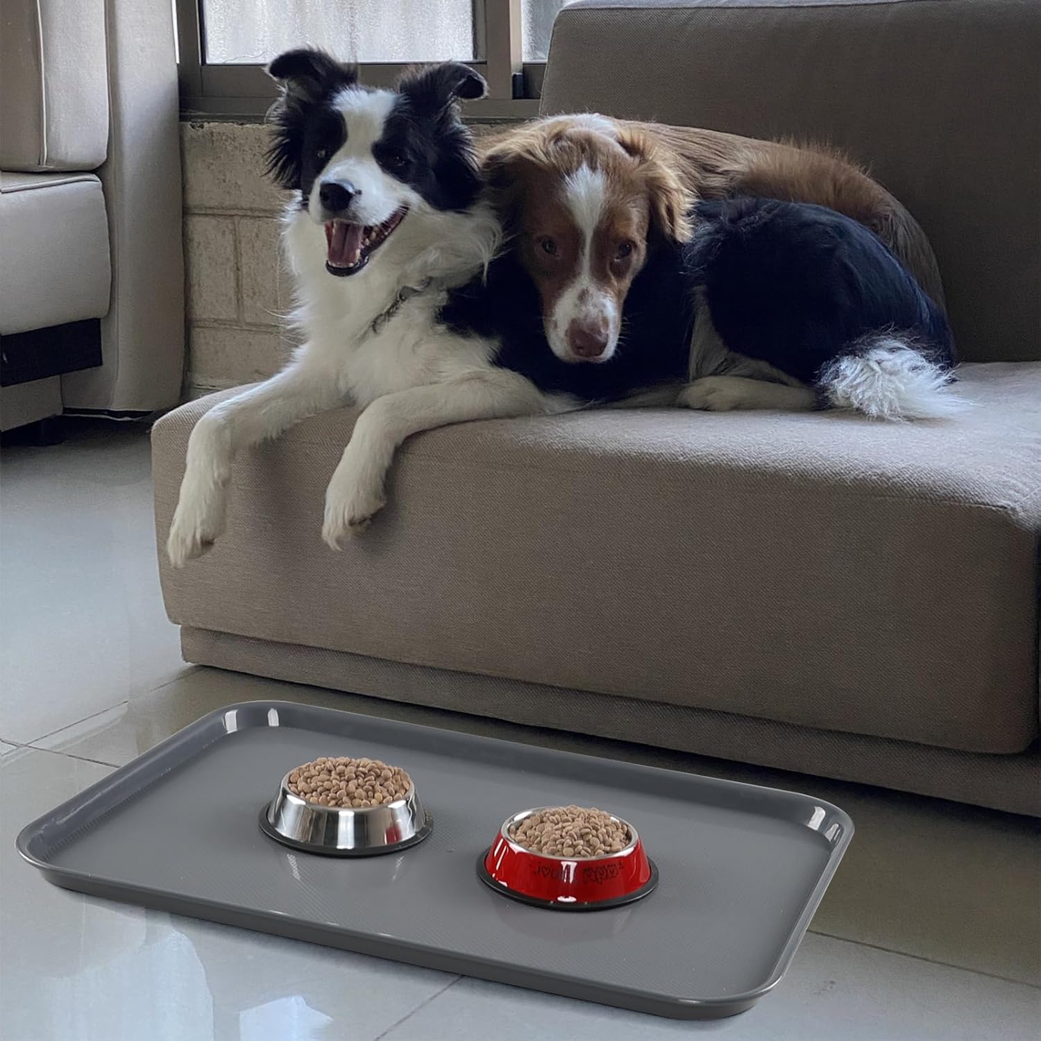 6 Packs Extra Large Plastic Trays, 25.3" x 17.7", Rectangular Multi-Purpose Tray, Gray