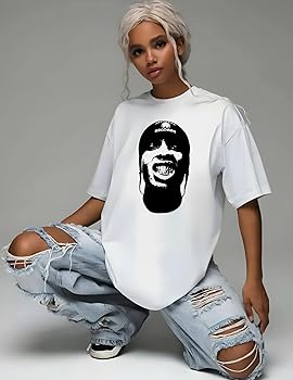 Graphic Face ASAP Rocky Tee, Unisex Vintage Y2K Oversized Graphic