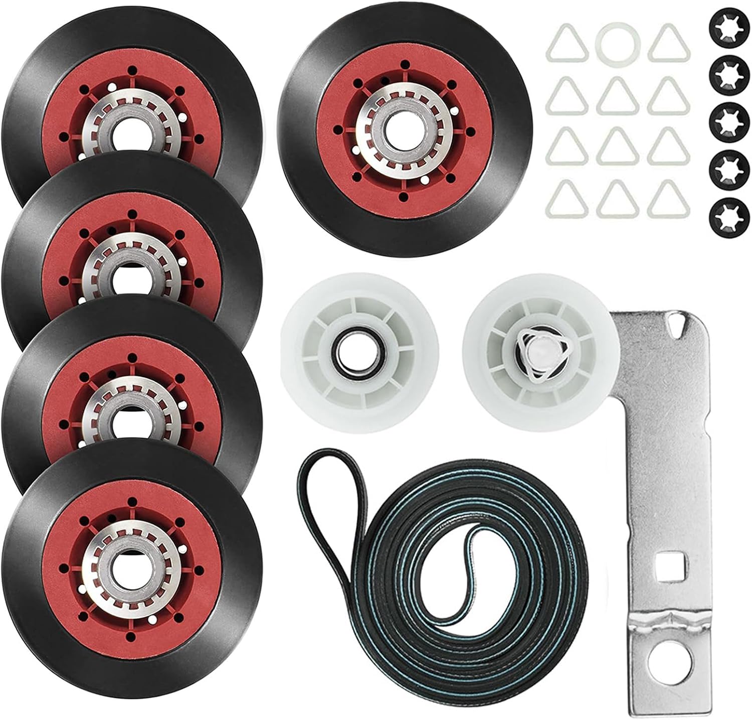 4392067 Dryer Repair Kit 5 Wheels Replacement Part for Maytag Dryer Roller Kit, Includes WPW10314173 Drum Roller, W10837240 Dryer Idler Pulley Compatible for Kenmore Elite Whirlpool Duet Dryer Parts