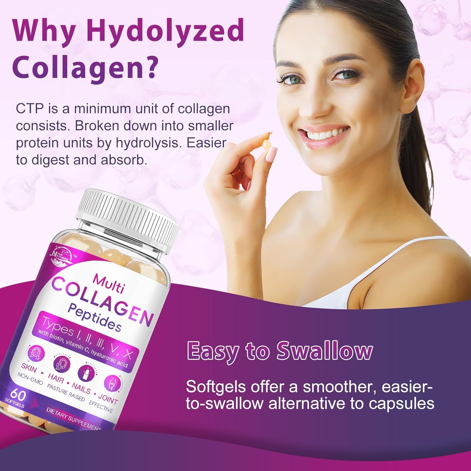 Nature's live Multi Collagen Peptides Softgel — Amazon image 4