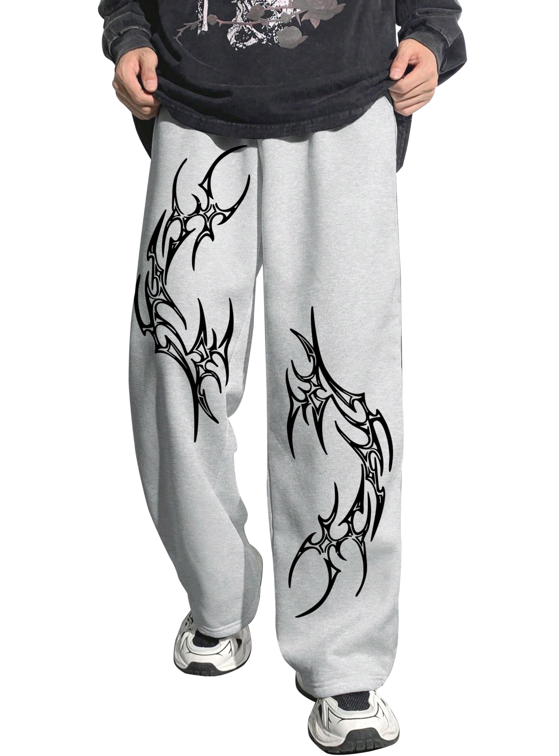 Anime Jogger Pants Track Pant Casual Wear Lower for Melange White-image-17