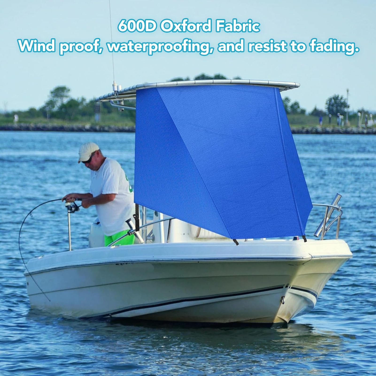 Estensione per Parasole T Top, Kit Parasole per Barca T Top per Prua Tendalino per Barca in Tessuto Oxford Resistente all'acqua e Al per i Viaggi (6' X 7,5')