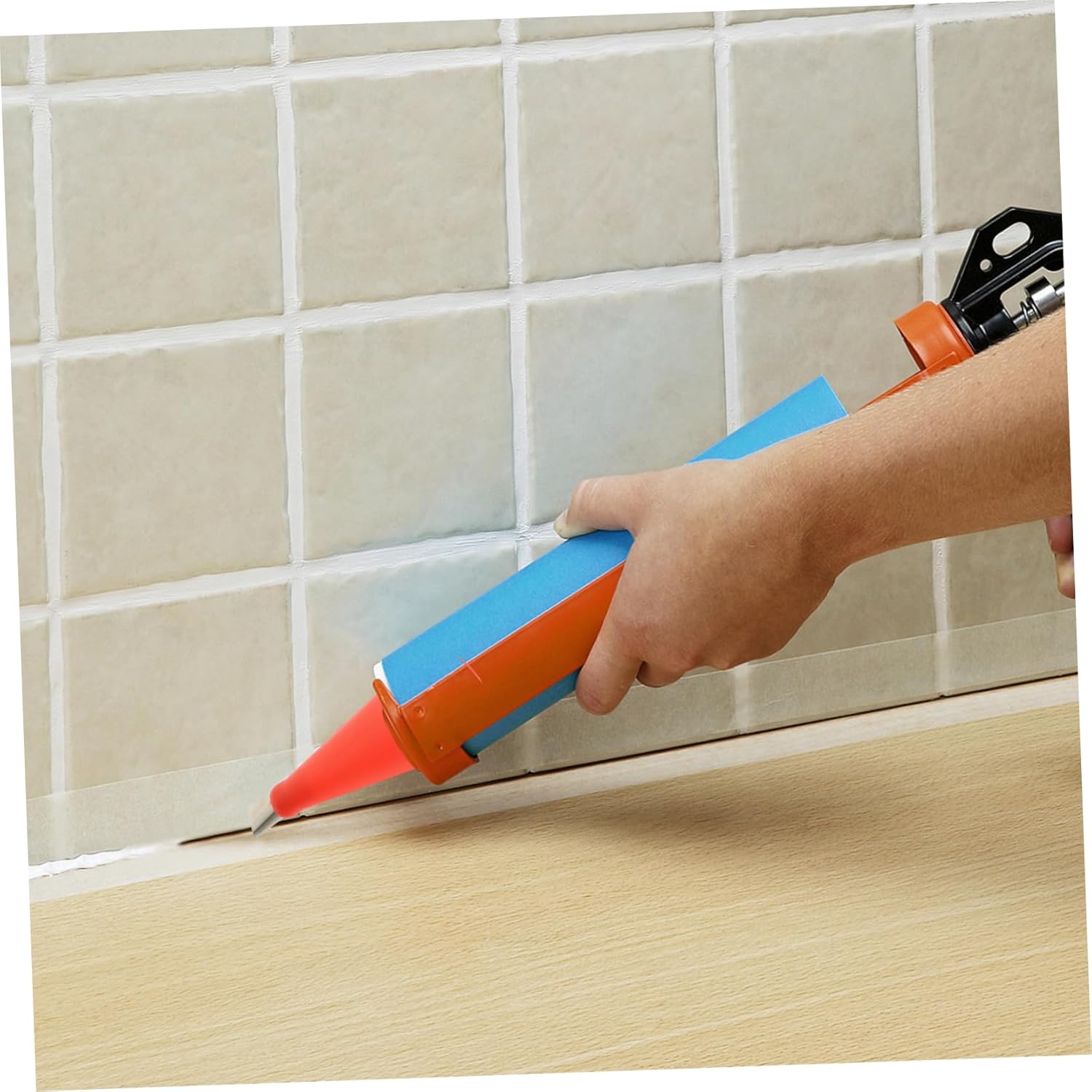 Mikikit 5sets Reusable Caulking Nozzles and Finishing Tools Base and Protective Covers for Grouting Sealing and Waterproofing Applications