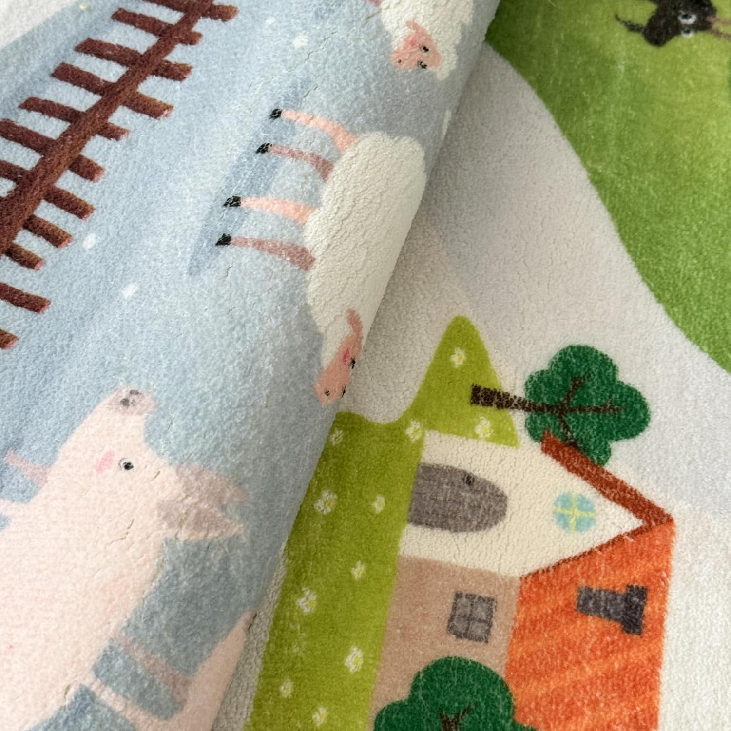 Spielmatte Bauernhoftiere Teppich Für Jungen Straßen Autoteppich Fahrzeugspur Teppich Für Schlafzimmer Spielzimmer Heimdekoration (1,180 x 240 cm)