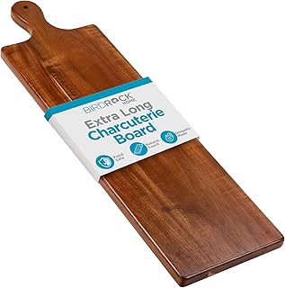BIRDROCK HOME Acacia Wooden Serving Board with Handle - Extra Long Charcuterie Tray for Party Cheese, Meat, Fruit & Bread Display - Decorative Food Platter for Kitchen - Natural Wood - Espresso, 31.5”