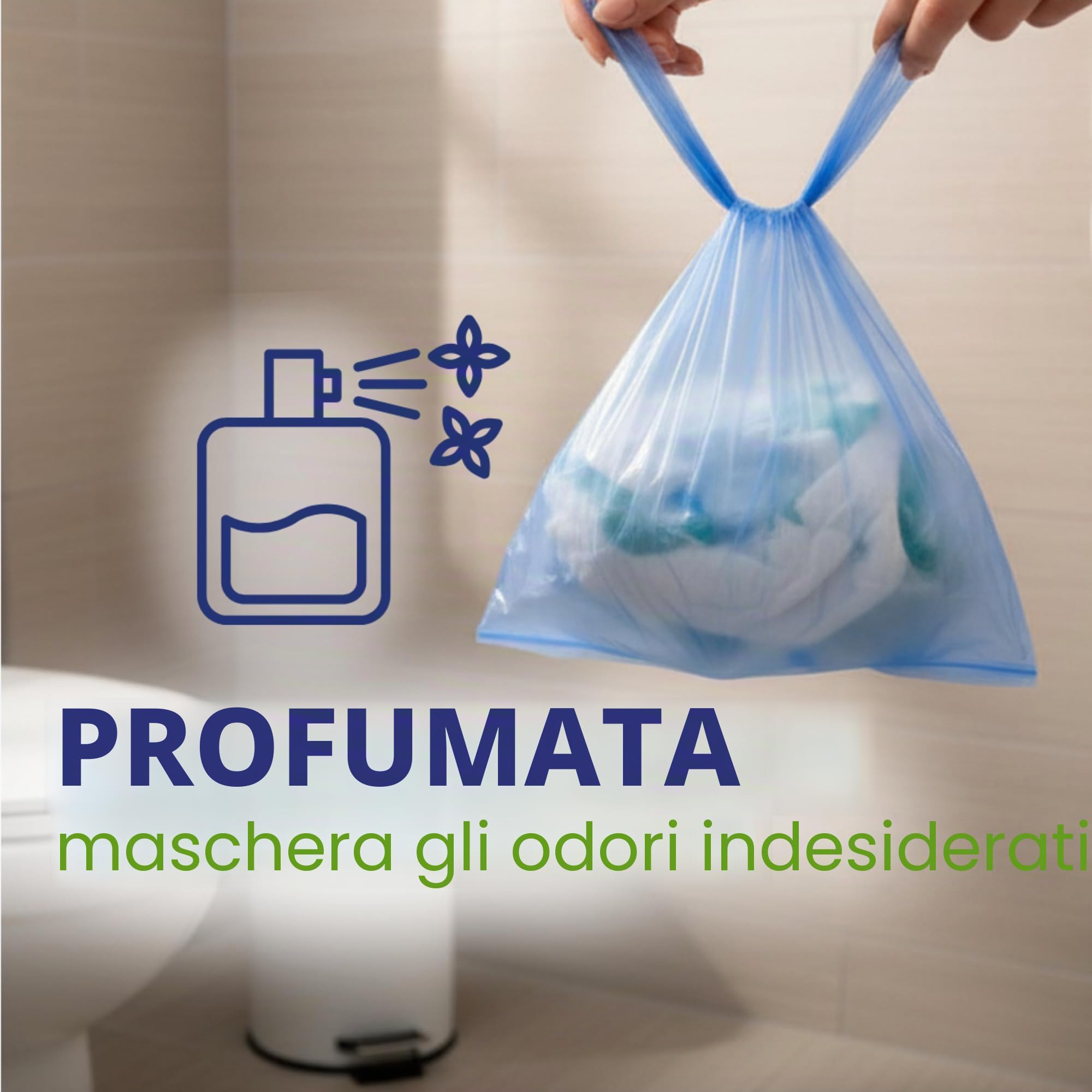 Kordis Sacchetti per l'incontinenza adulti, 5 x 50, profumati, manici, usa e getta, discreti