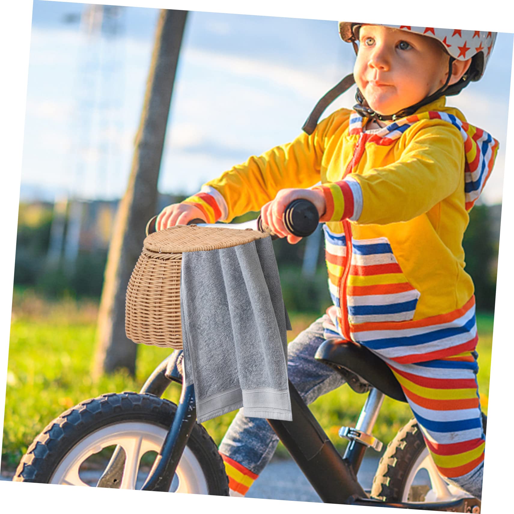 Toddmomy Cesta Delantera de Bicicleta para Niños, Ratán Amarillo