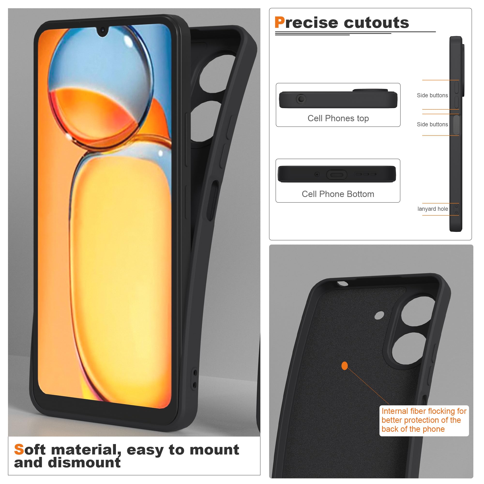 THIYUFUNS Case for Xiaomi Redmi 13C 4G with 2 Tempered Glass Screen Protector - Image 4