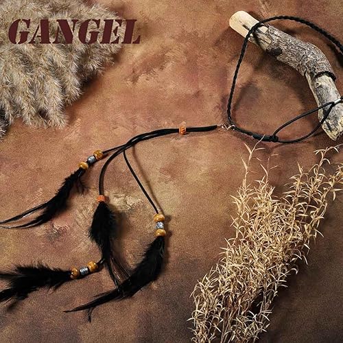 Miniatura 6 de Diadema de plumas turquesa bohemia, tocado indio gitano, atrapasueños, plumas hippie con plumas de pavo real azul, cuerda de cáñamo larga con borla