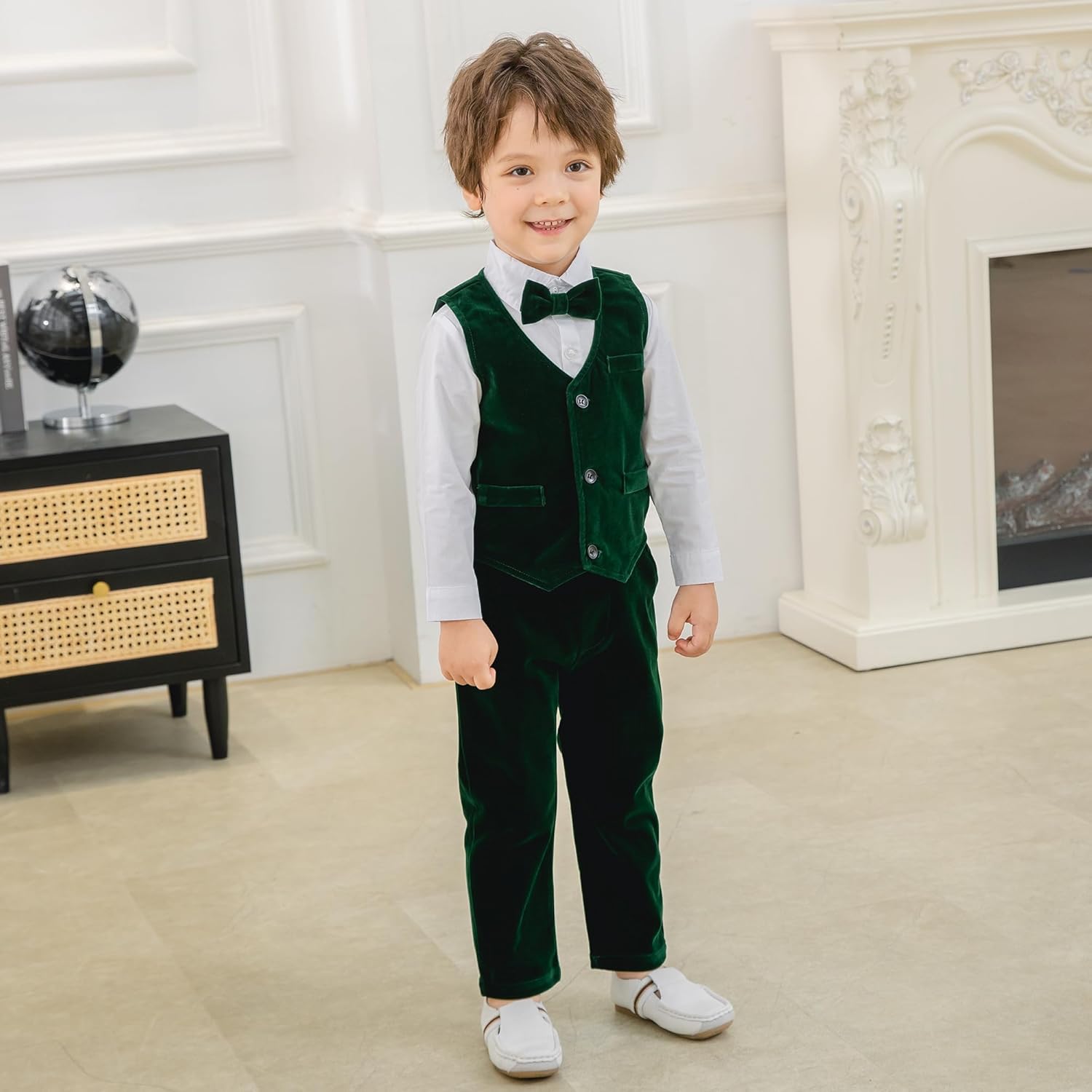 Kimocat Boys' 4-Piece Formal Suit Set Dress Shirt Vest Pants and Tie Wedding Birthday Party Suit - Image 3