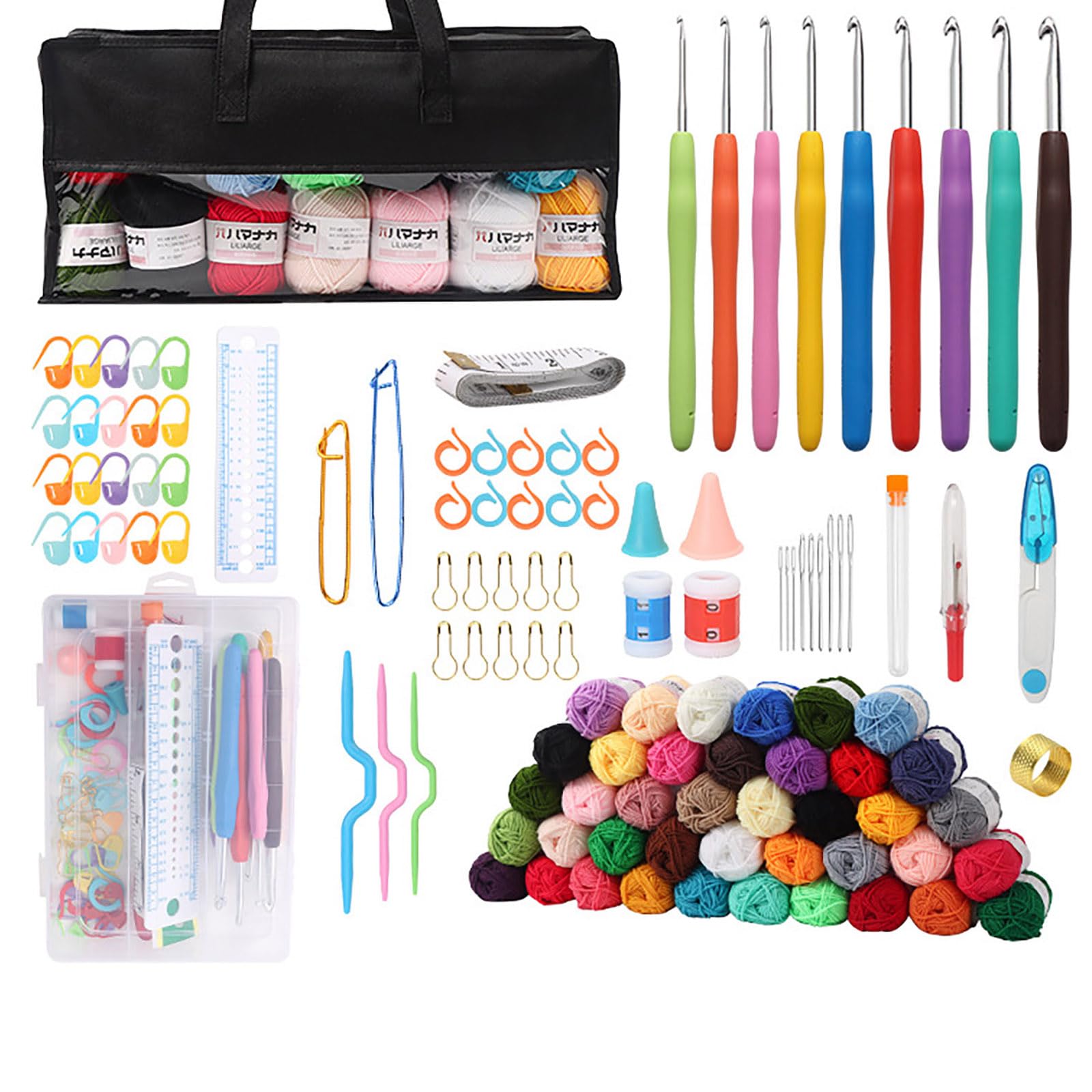 YROHGKPN Ergonomic Crochet Hook Set with Knitting Accessories for Beginner Hobbyist Adult Knitting Crocheting Project Ergonomic Hook