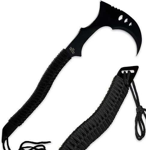 Miniatura 3 de Black Legion Warrior Kama con funda  18 pulgadas de largo  Híbrido de arma de guadaña y hoz agrícola  Mango envuelto en cordón negro  Hoja de acero