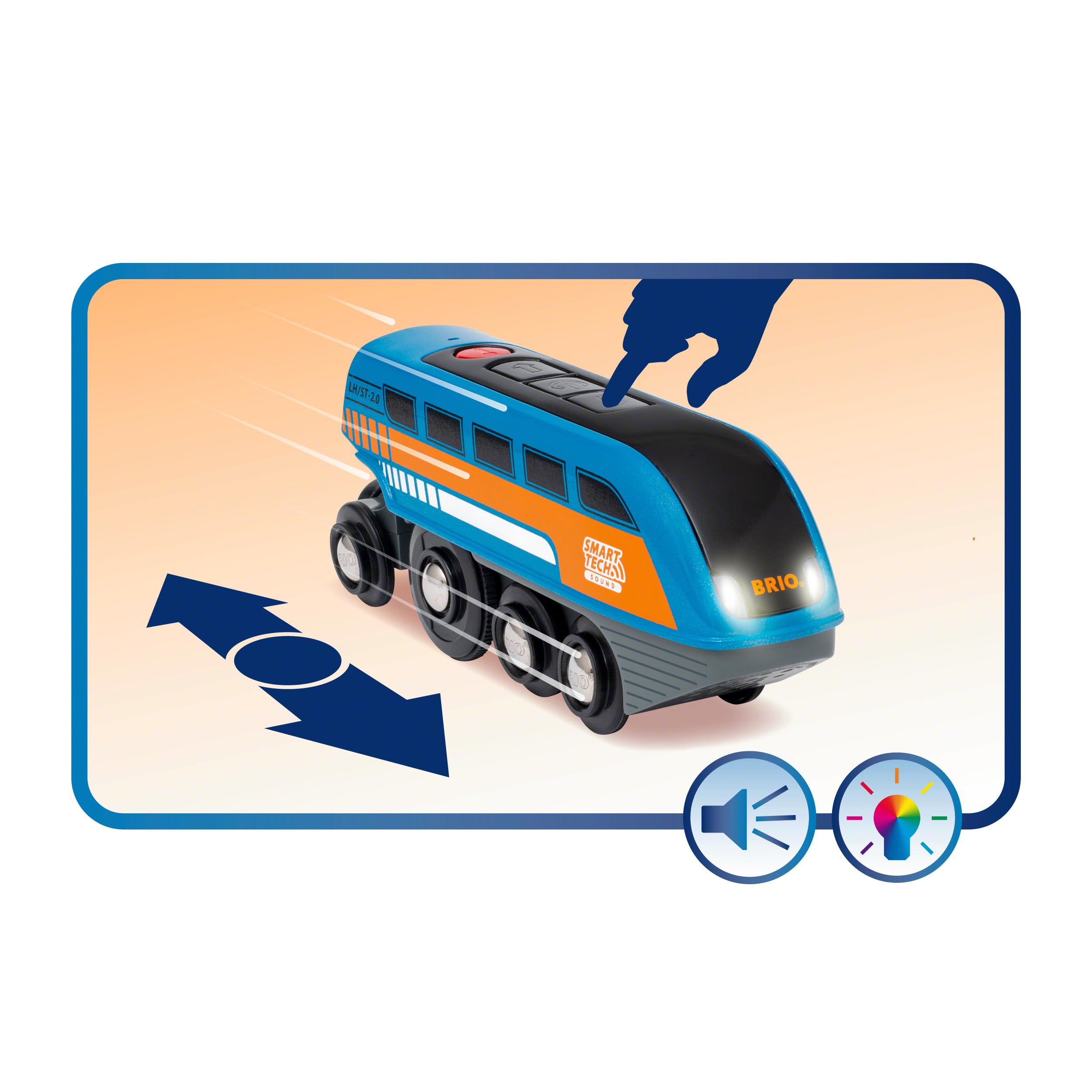 BRIO World 33972 Smart Tech Sound Action Tunnel Reisezug Set - Elektrischer Zug mit Schienen & Tunnel - Interaktives Spielzeug empfohlen ab 3 Jahren