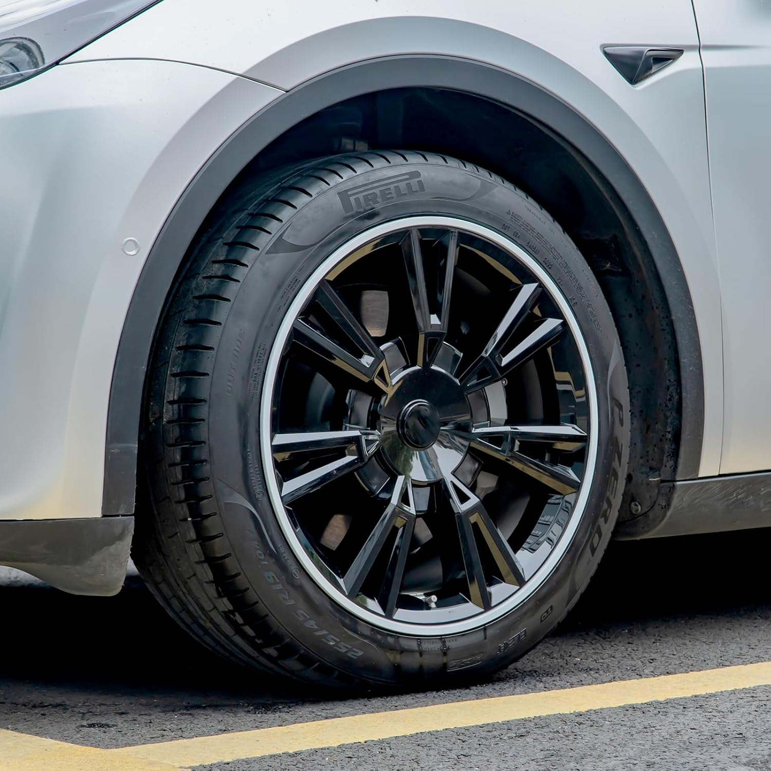 4pcs Wheel Covers for Tesla Model Y, 19 Inch Rim Protector Hubcaps, ABS Hubcap Accessories Compatible with Tesla Y 2024 2023 2022 2021, Matte Black