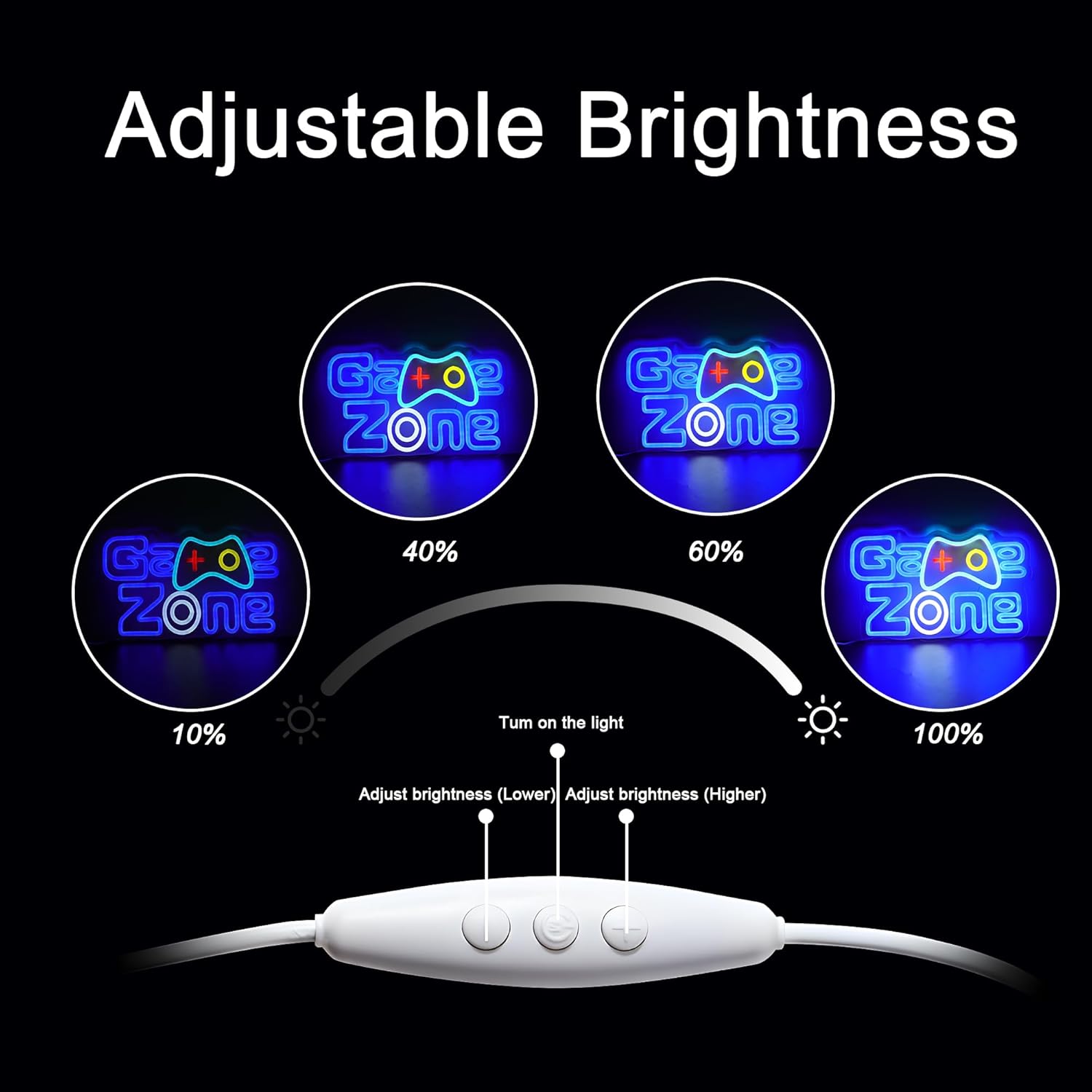 Game Zone Neon Sign LED Game Neon Light Sign Colorful Neon Signs USB Neon Lights for Boys Room, Teen Room, Wall Decor, Gamer Gifts for Teen, Men, Kids - Image 3