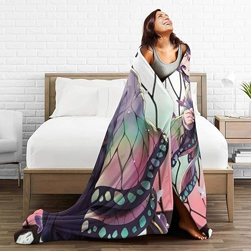 Miniatura 6 de Demon Anime Shinobu Kocho - Manta suave de franela de microfibra de vellón para sofá, sala de estar, dormitorio, cálida y ligera para niños y