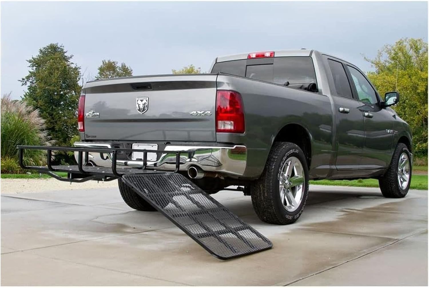 ELEVATE OUTDOOR 48" W Steel Basket Cargo Carrier with Folding Ramp - 500 lb. Cap - Class III or IV 2" Hitches