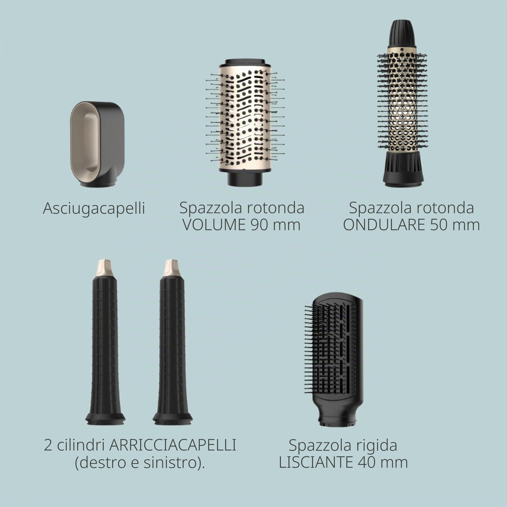 My Wave - Spazzola modellante 6 in 1 con tecnologia Coanda e motore BLDC 1500 W | 2 velocità + 3 impostazioni di calore | Include 6 accessori | Ionico Antifrizz