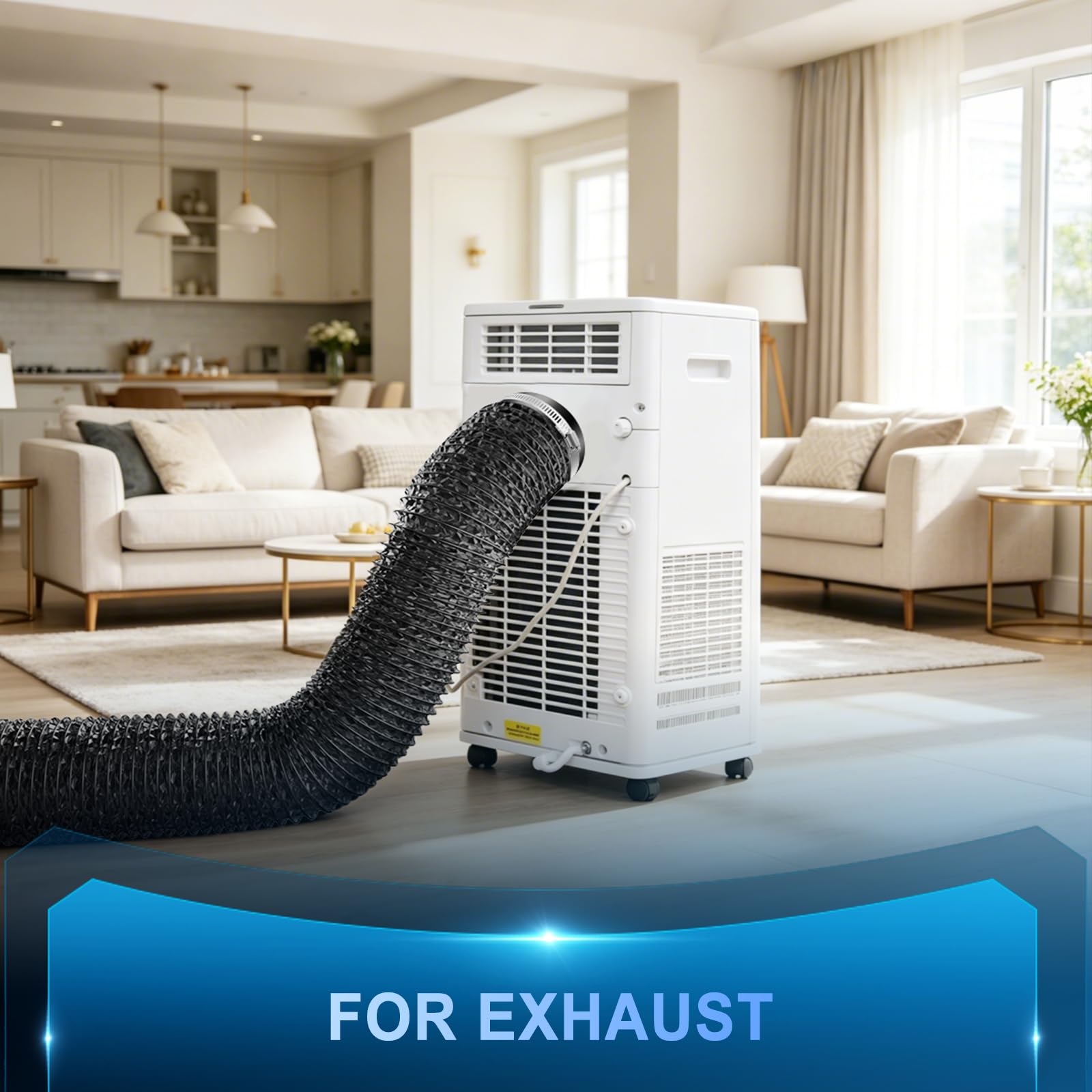 Hon&Guan Tubo de salida de 150 mm de diámetro, tubo de aluminio de PVC de 3 m con 2 abrazaderas para aire acondicionado móvil, secadora, ventilador de extracción, campana extractora, sistema de