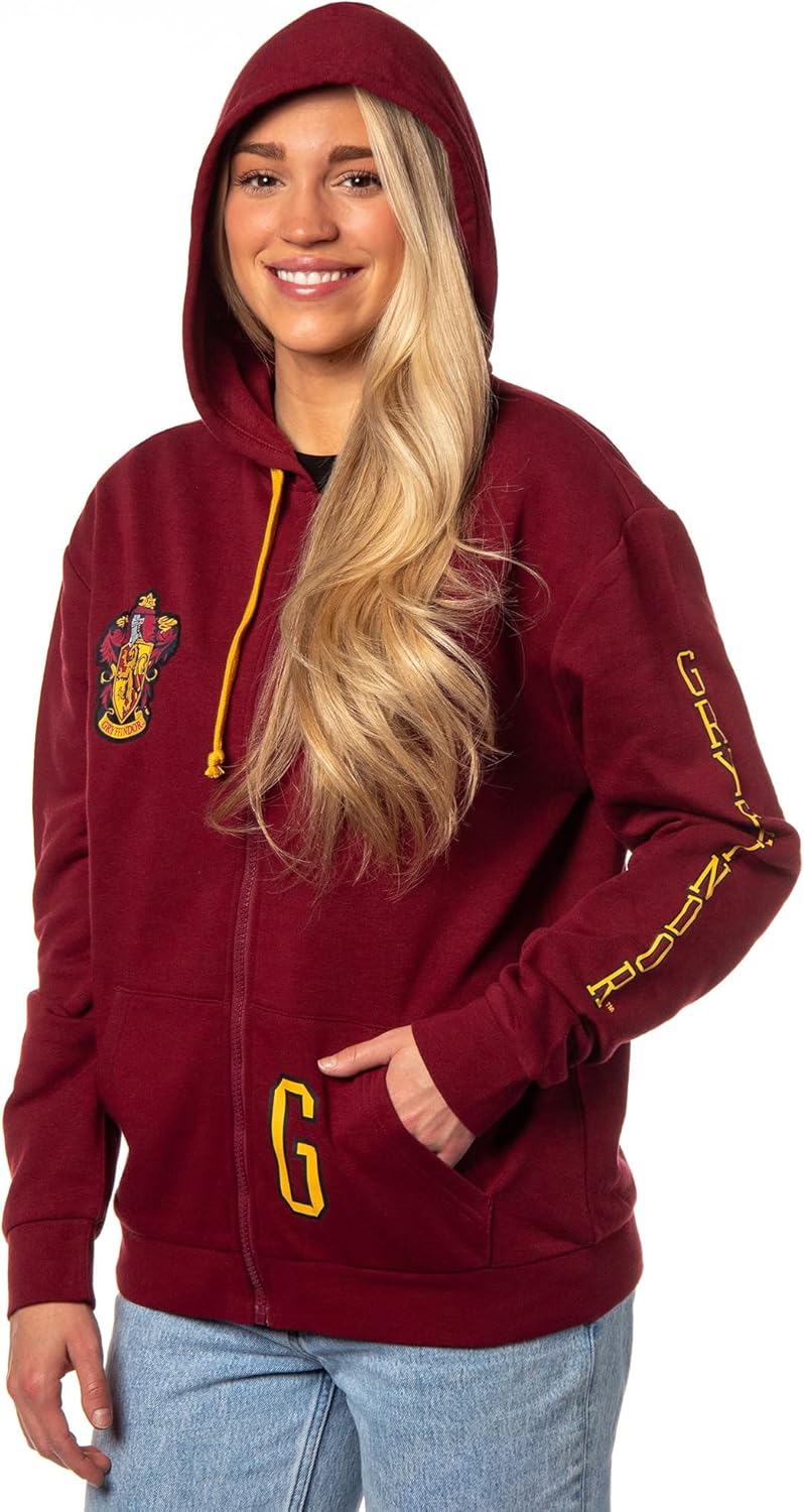 Bioworld Harry Potter Womens Hogwarts Alumni House Crest Lightweight Zip-Up Hoodie - Image 4