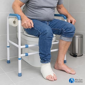 Premium Free Standing Toilet Frame for Disabled and Elderly | Bathroom Aids & Safety | Disability Aids for Bathroom | Toilet Aid | Toilet Support Frame with Toilet ROLL Holder | Bio-Lec Mobility