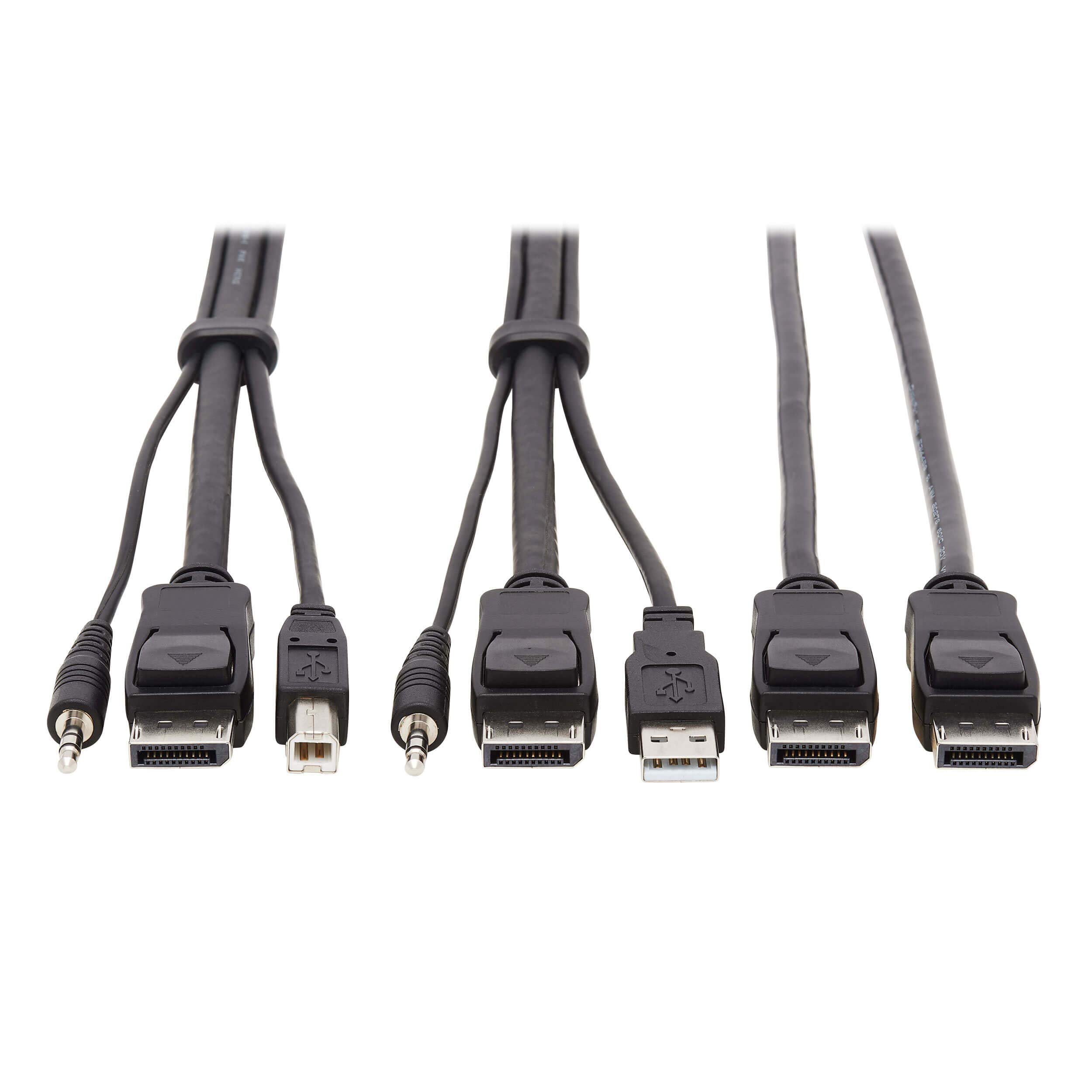 Tripp Lite Dual DisplayPort KVM Cable Kit 4K USB 3.5 mm Audio 3xM/10ft (P783-010-DP)