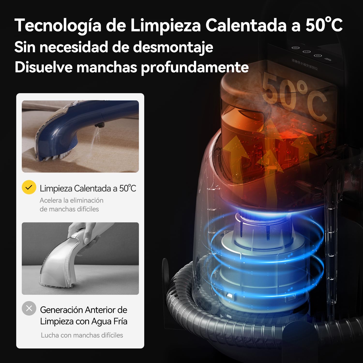 Deerma DEM-BY200 Limpiadora a Vapor y Aspiradora en Seco y Húmedo, con 5 Cepillos Especializados y Succión de 900W para Alfombras, Sofás y Tapicerías