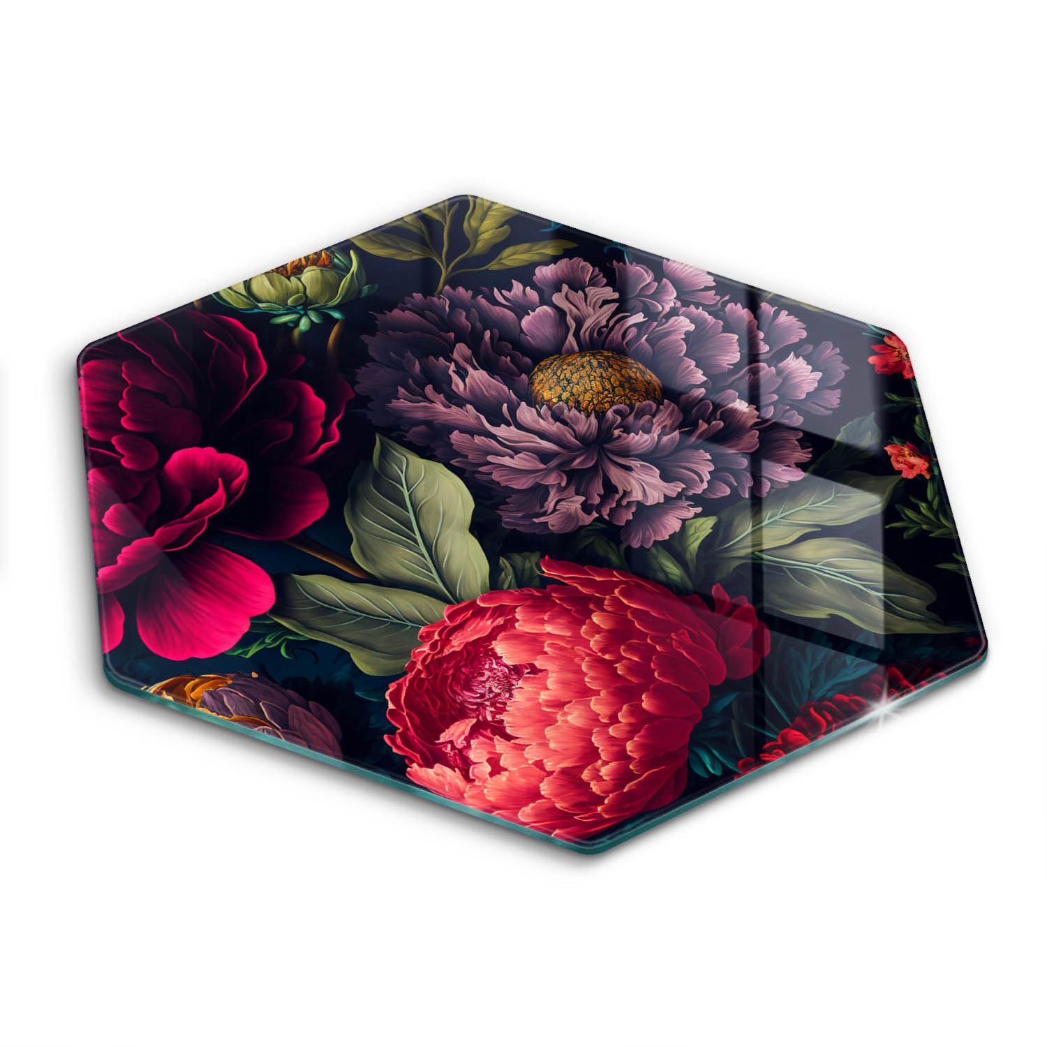 Planche à découper induction 40cm Wallfluent - Protection plaque motif fleurs
