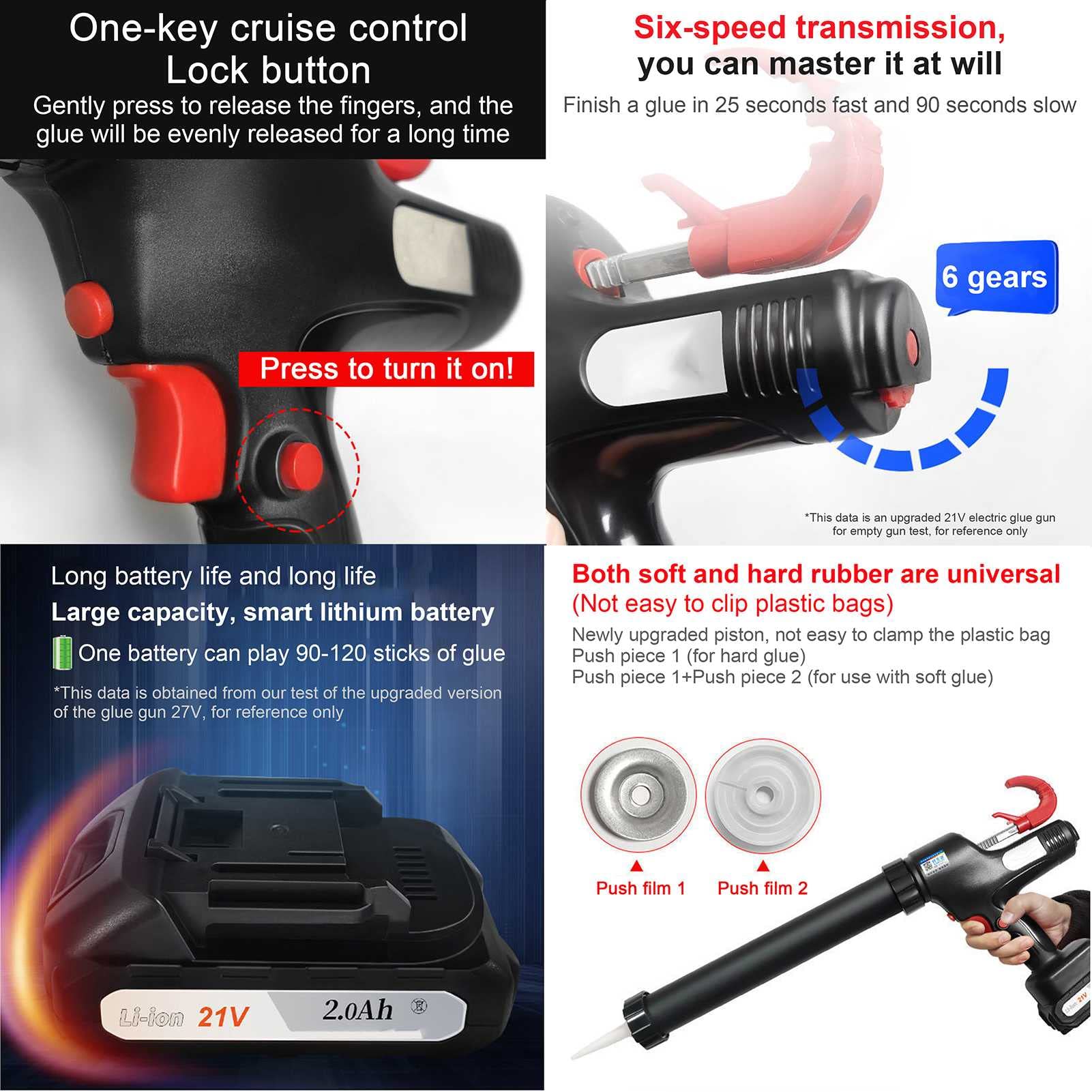 Zestaw elektrycznego pistoletu do uszczelniania, automatyczny akumulatorowy pistolet do uszczelniania 21v, pistolet do kleju, 300-600 ml, z bateriami z wyświetlaczem cyfrowym, uszczelnienie w stylu