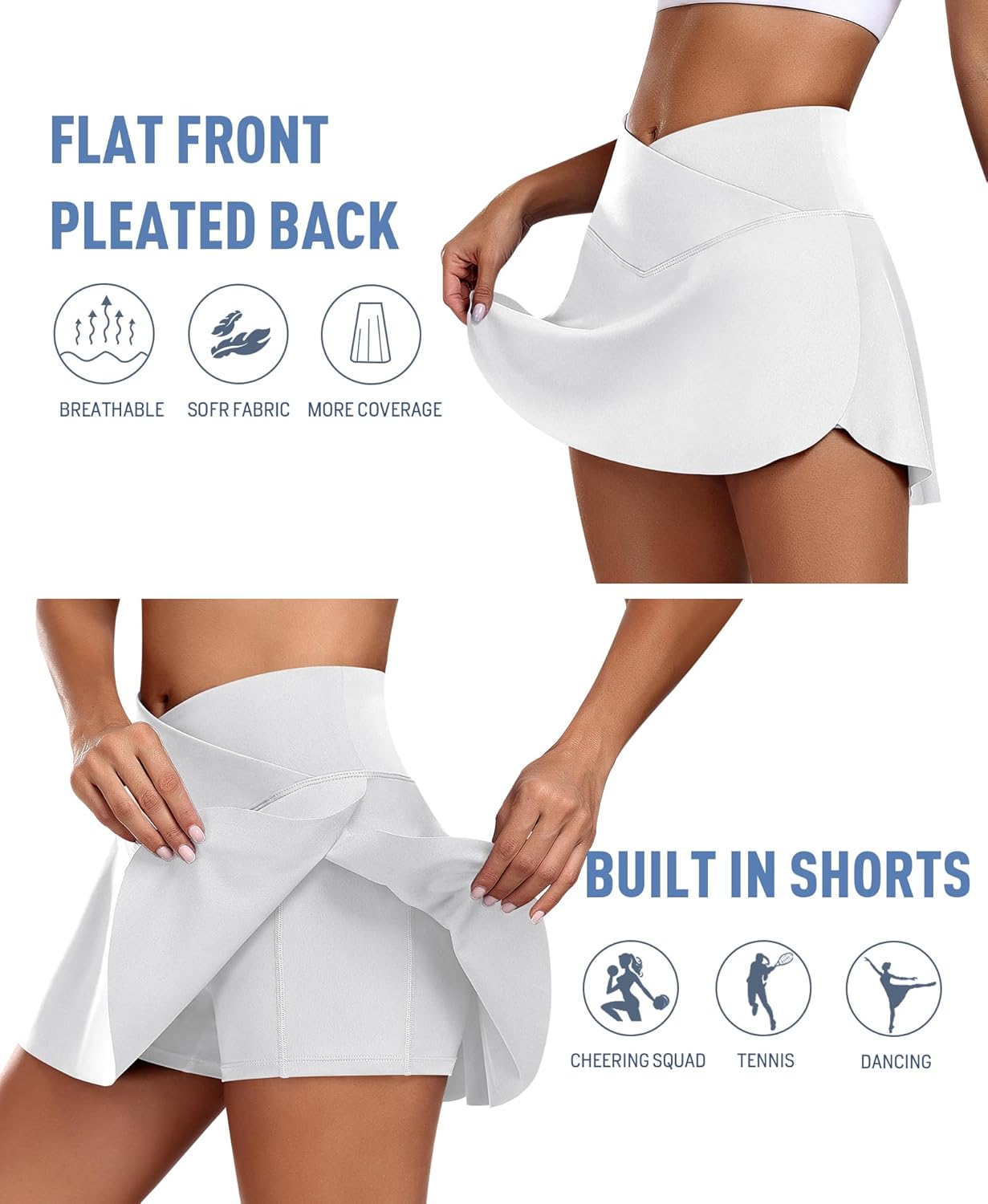 JoyGirl Womens Tennis Skirt with Shorts Crossover Golf Skort Mini High Waisted Workout Athletic Skorts Skirts with Pockets - Image 3