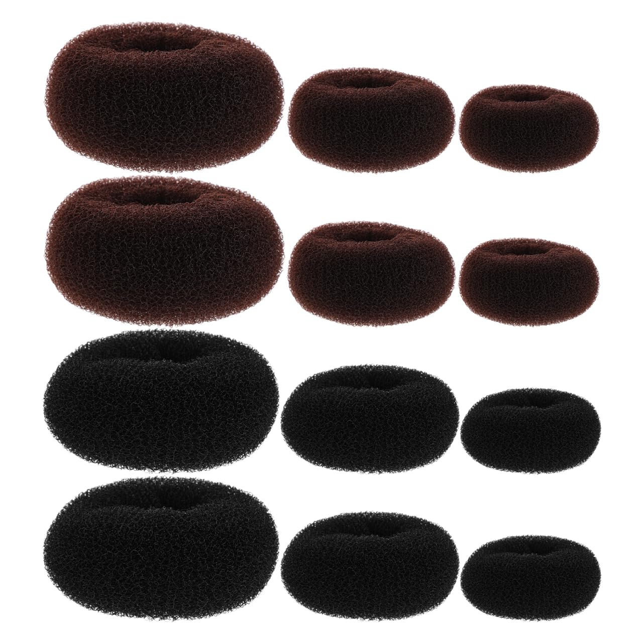 Hair Donut Bun Shapers for Women Girls - 12 Pcs Medium Large Extra-Large Donut Rings for Ballet Buns and Updos - Comfortable Elastic Hair Accessories for Everyday and Special Occasions