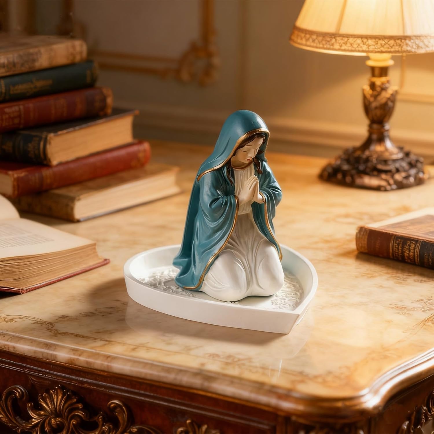 virgin mary rosary holder, 5.5" Virgin Mary Statue - Blessed Mother Figurine, Perfect Catholic Gift for Women, Ideal Catholic Home Decor (A)